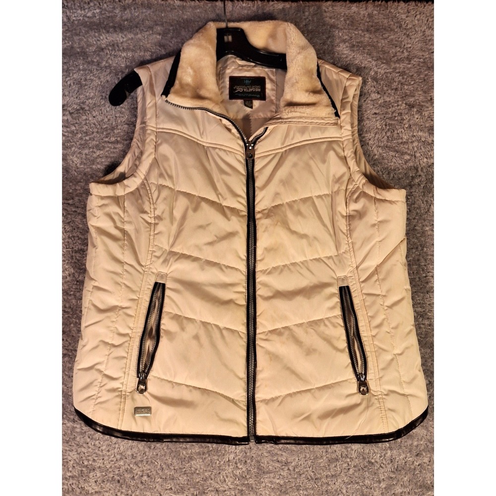Regatta Great Outdoors Quilted Vest Womens XL Cream Sherpa Faux Fur Collar Fall